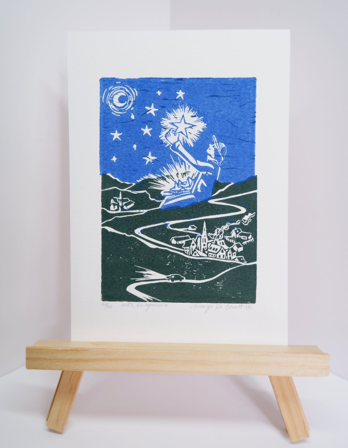 Star bearer, linocut print