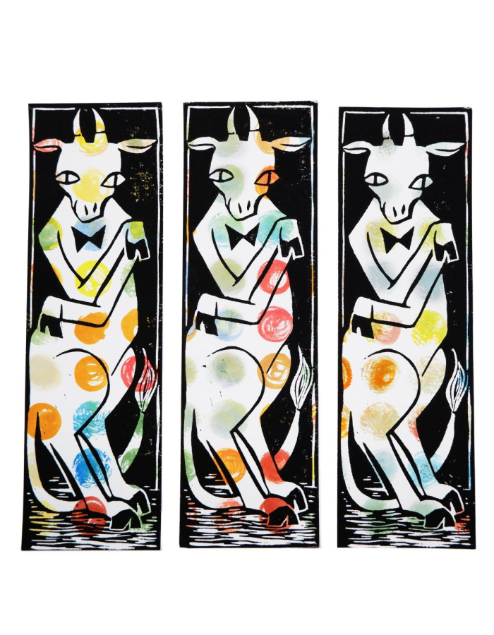 Linocut bookmark "Cow"